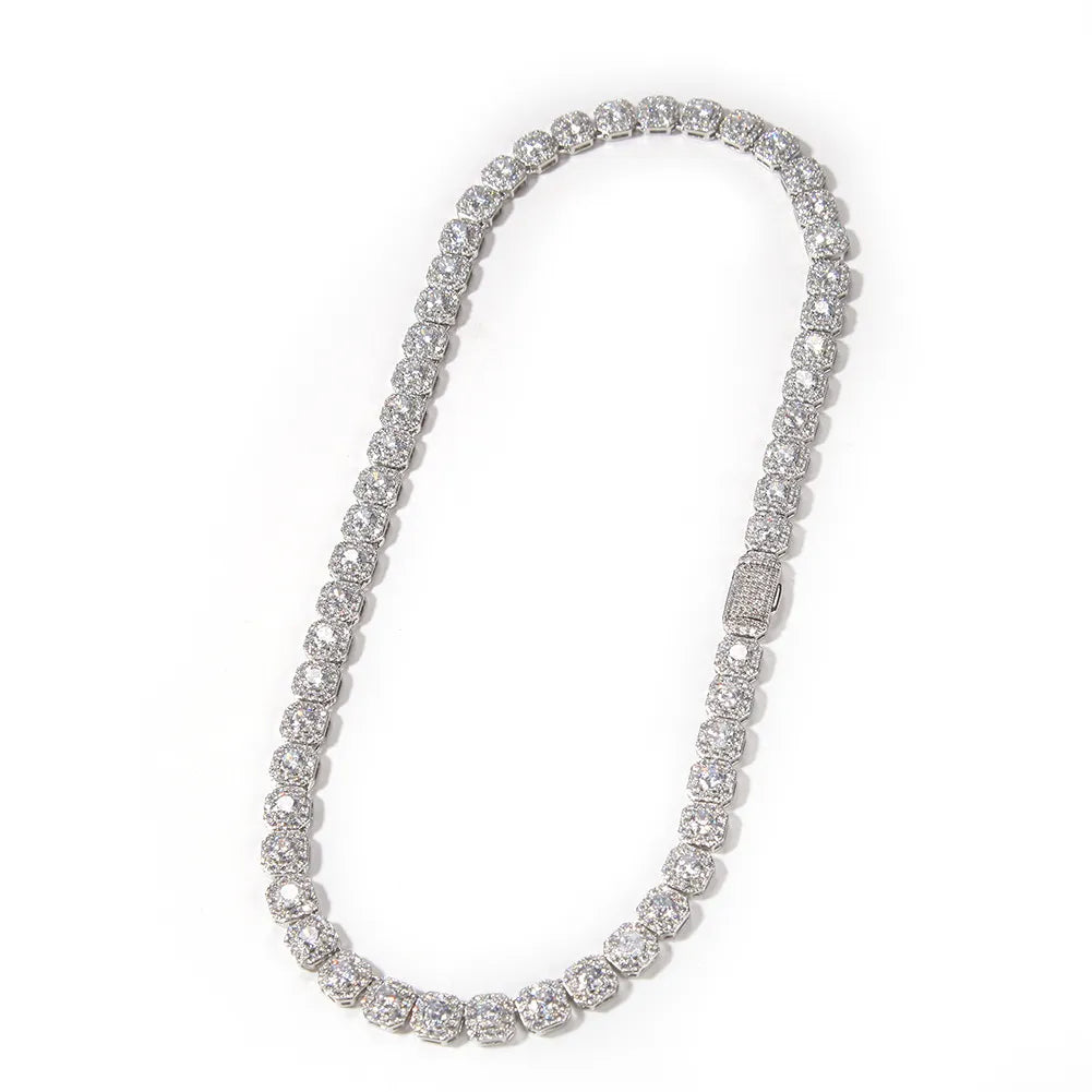 9mm Luxury Iced Out Square Cluster Tennis Chain Gold And Silver【A146】