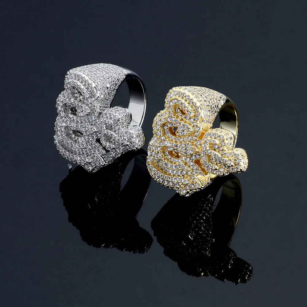 Iced Out Moissanite Allah Arabic Script Statement Ring Gold Silver【A403】