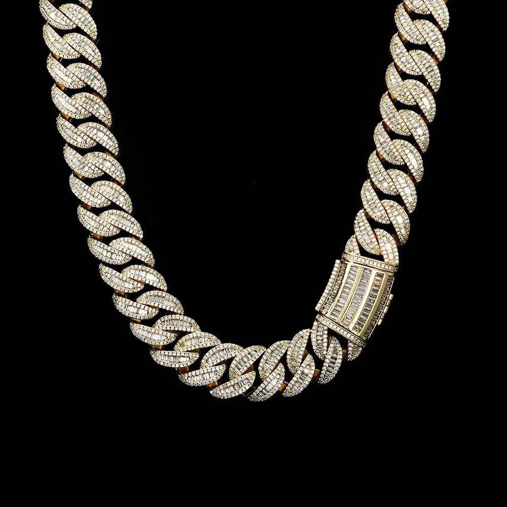 Luxury Iced Out Baguette Cuban Link Chain Gold And Silver【A147】