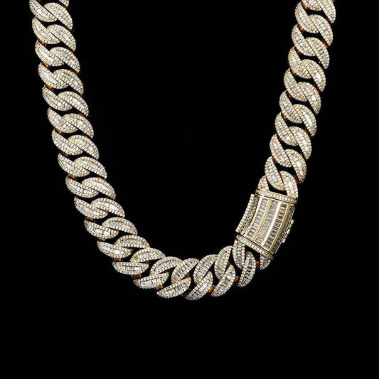 Luxury Iced Out Baguette Cuban Link Chain Gold And Silver【A147】