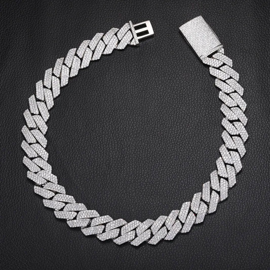Luxury Iced Out Prong Set Miami Cuban Chain Gold Silver【A118】