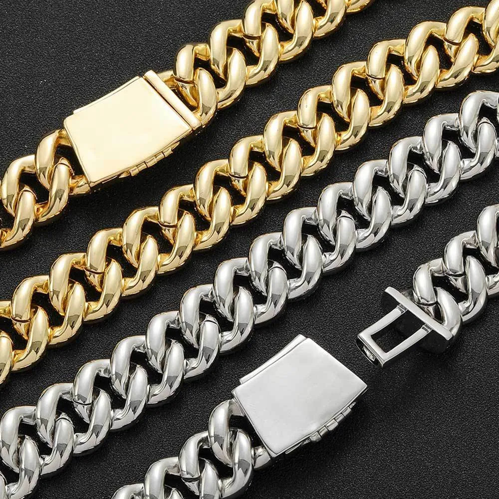 Luxury Iced Out Baguette Cuban Link Chain Gold And Silver【A147】