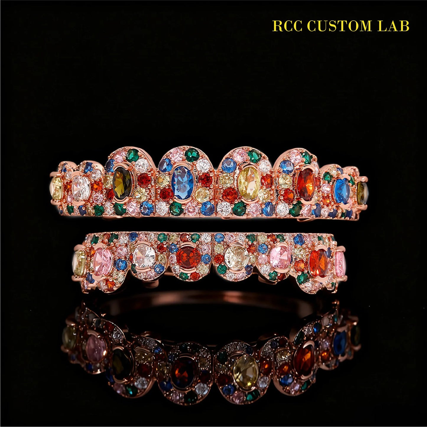 Multi-Color Gem Rose Gold Grillz【G101】