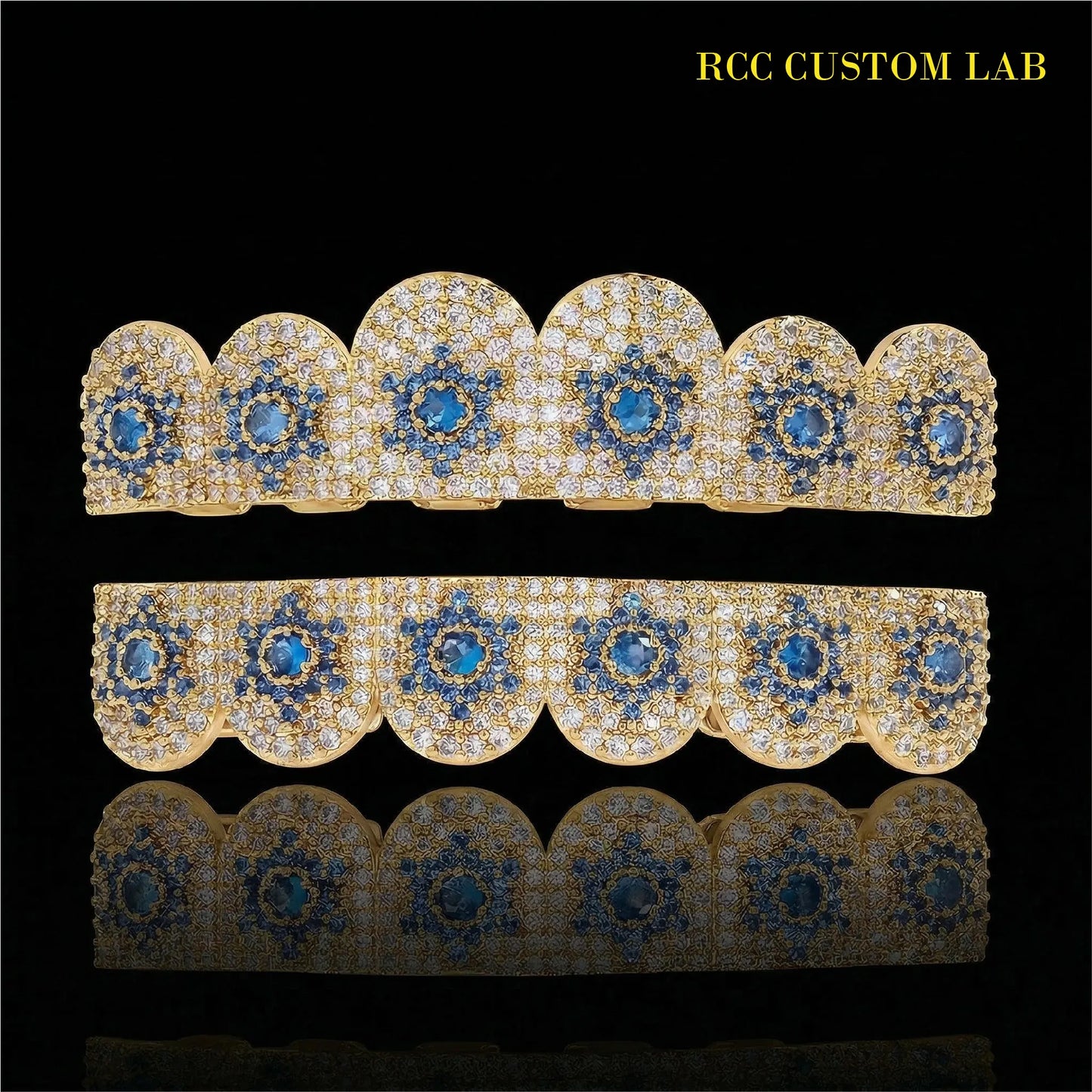 Blue Flower Pattern Grillz【G102】
