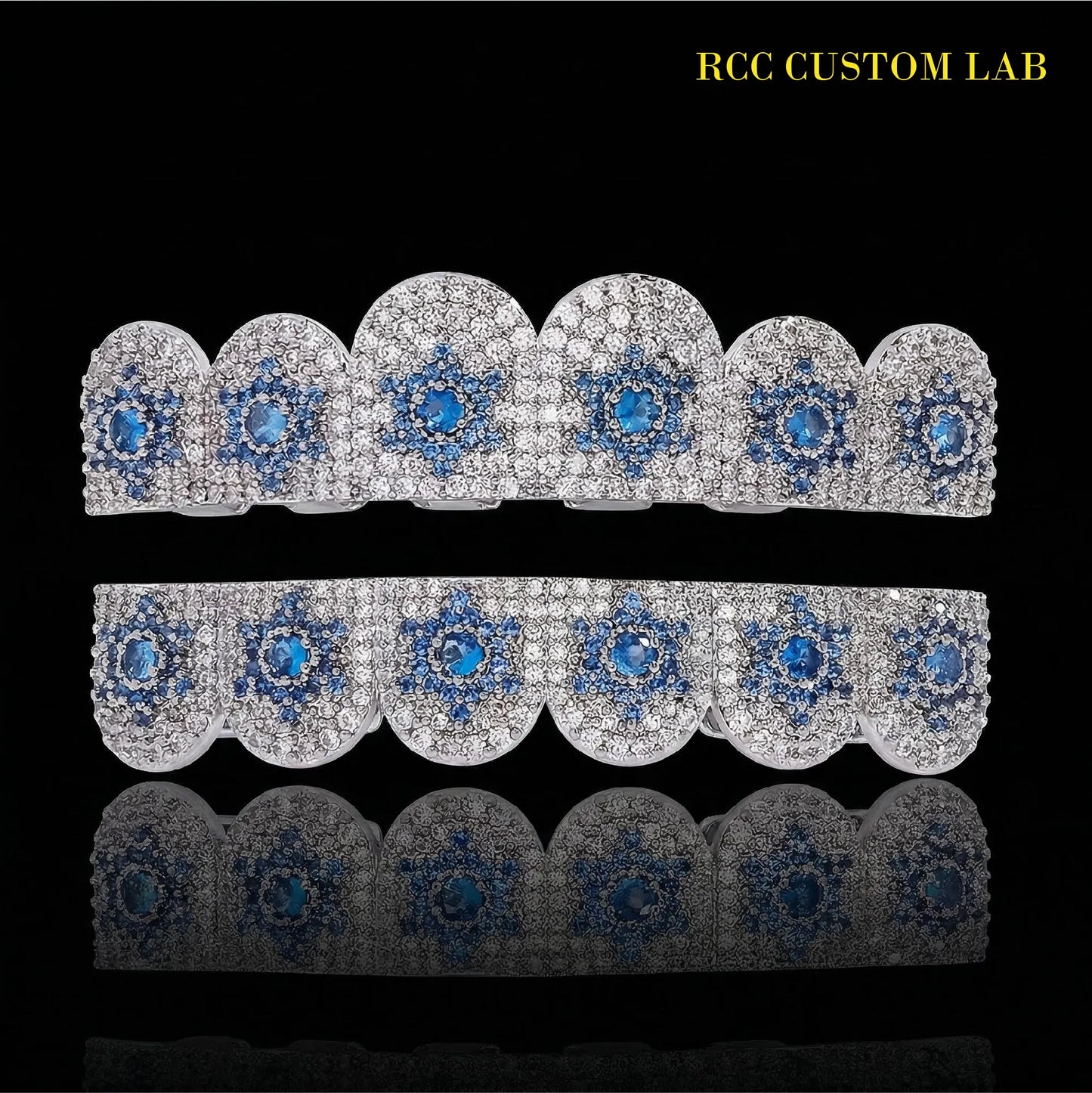 Blue Flower Pattern Grillz【G102】