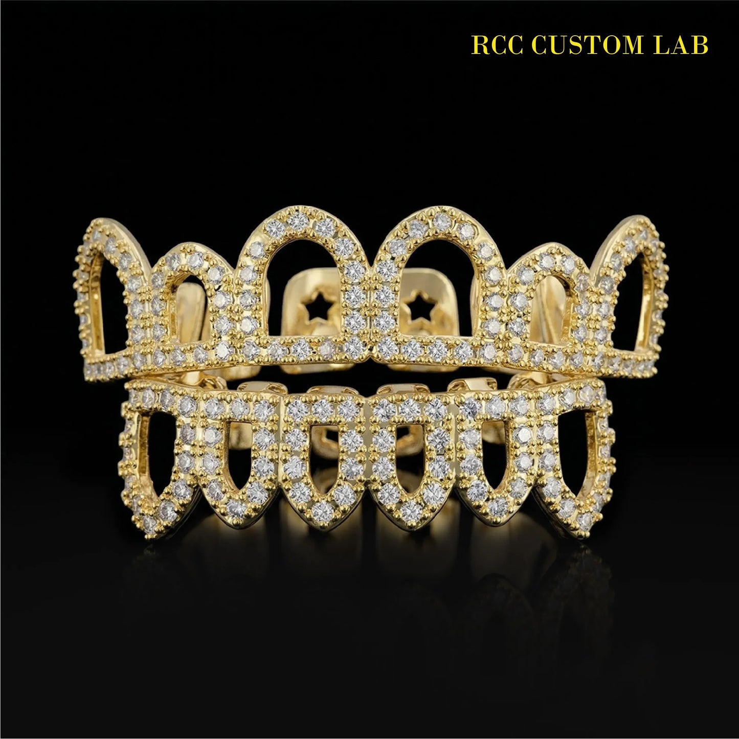 Open Face Diamond Gold Grillz【G103】
