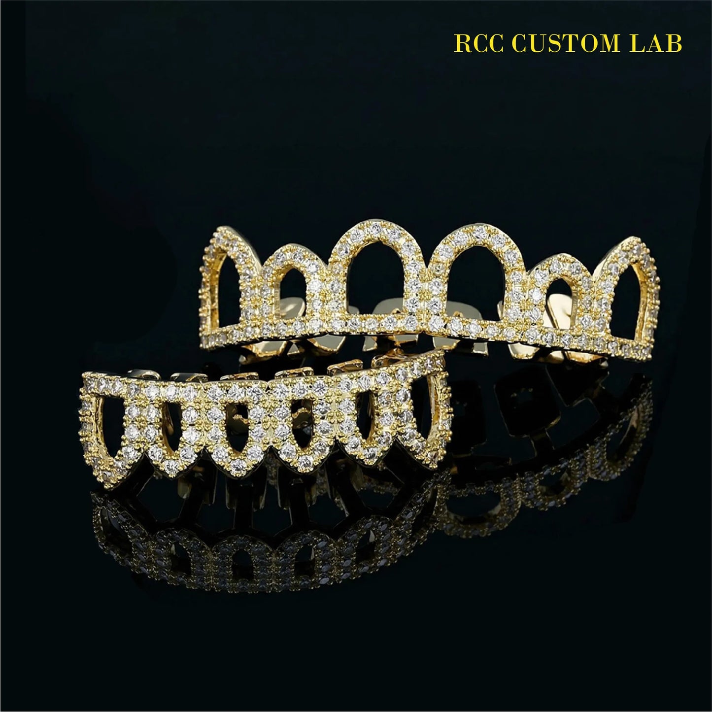 Open Face Diamond Gold Grillz【G103】