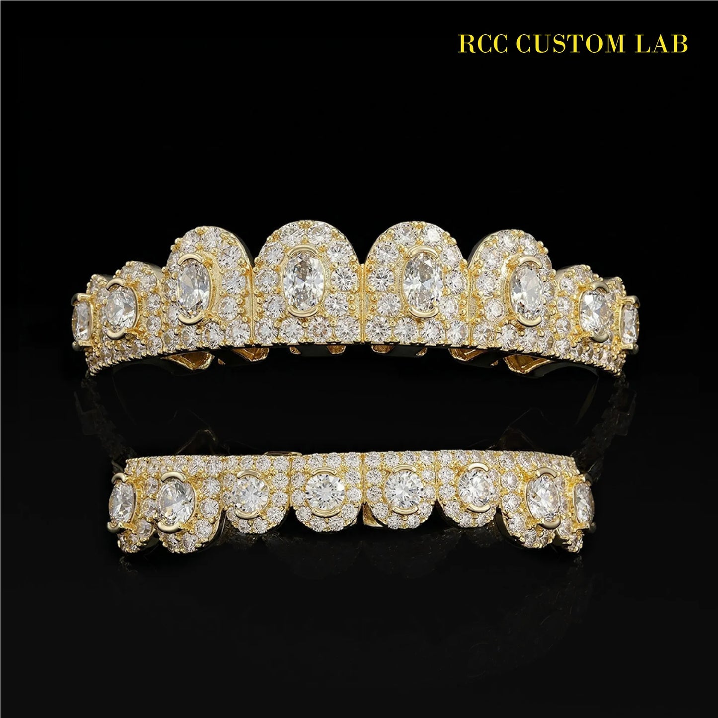 Bezel-Set Diamond Grillz (3-Tone)【G107】