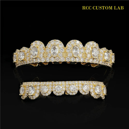Bezel-Set Diamond Grillz (3-Tone)【G107】