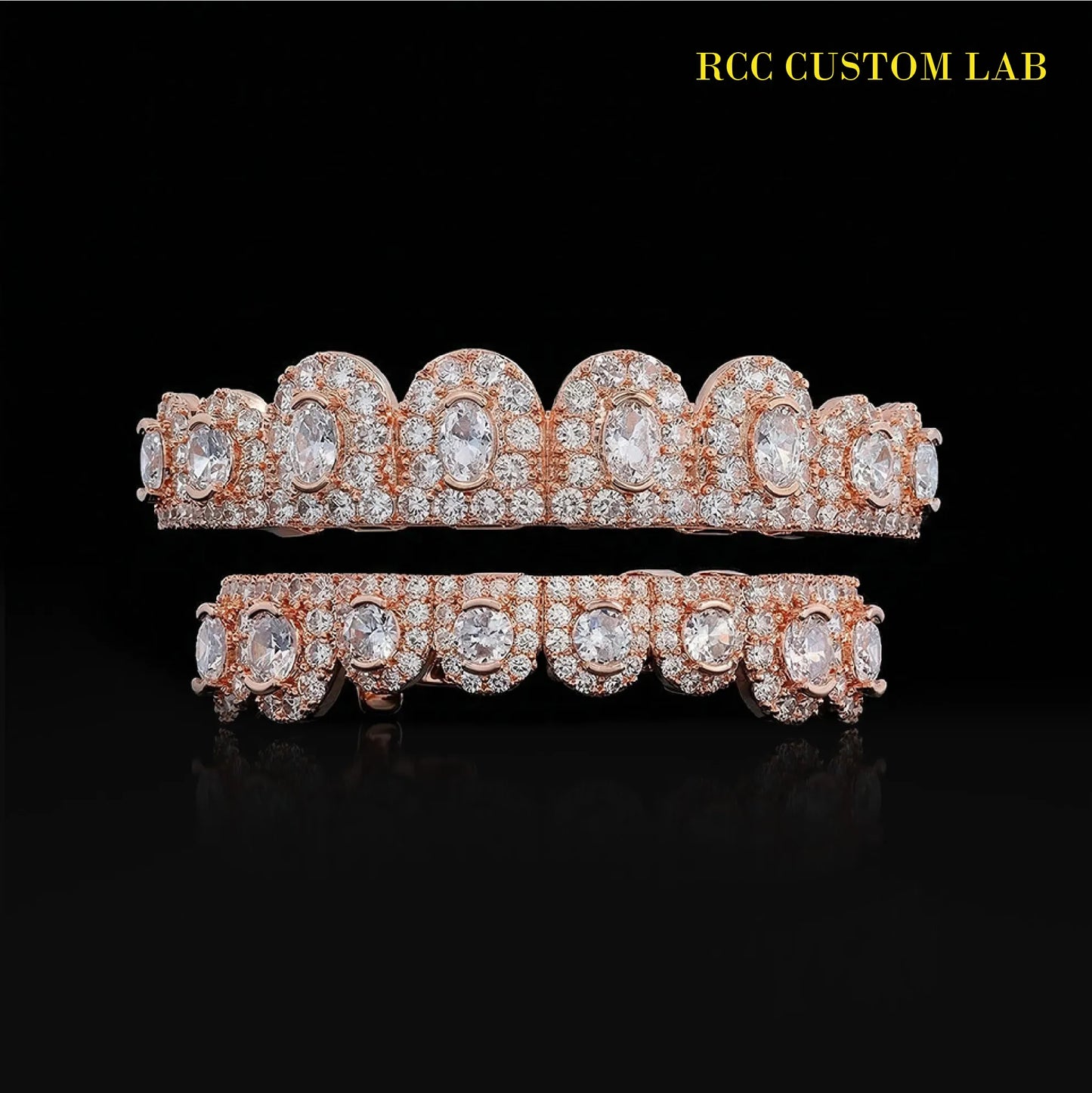 Bezel-Set Diamond Grillz (3-Tone)【G107】