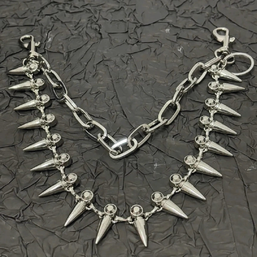 Spiked Layered Hip Hop Pant Chain Silver【M203】