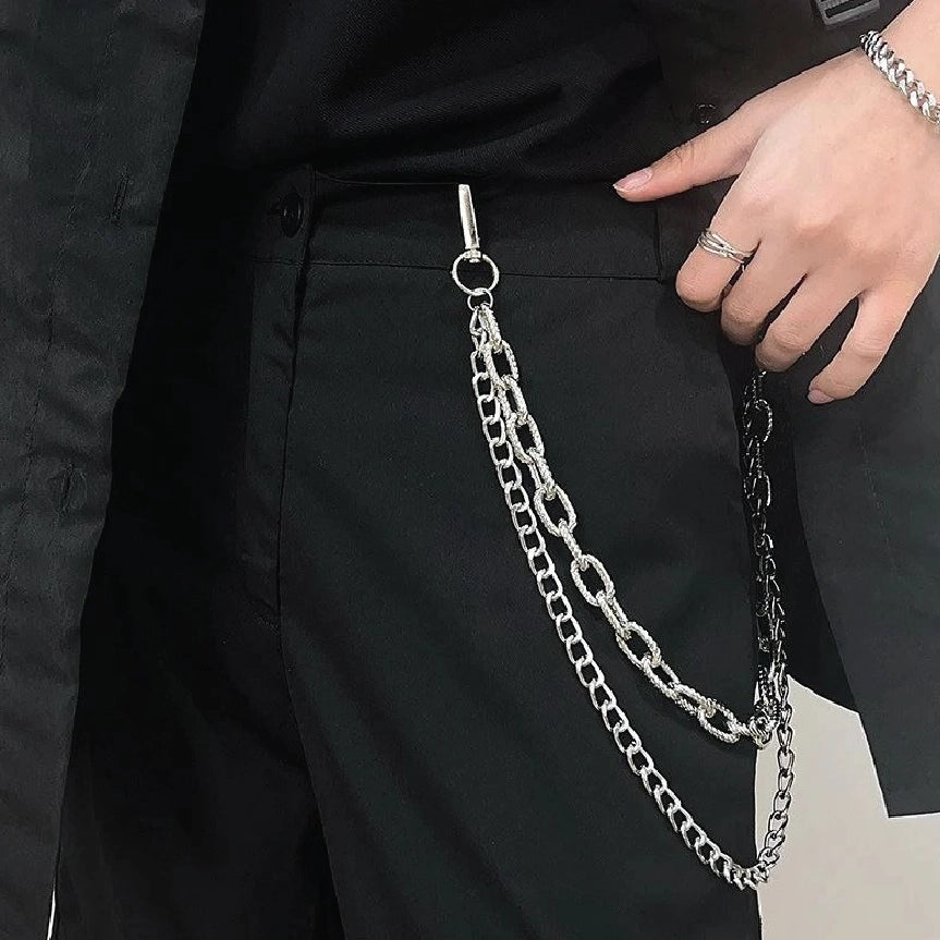 Multi Layer Hip Hop Wallet Chain Silver【M205】