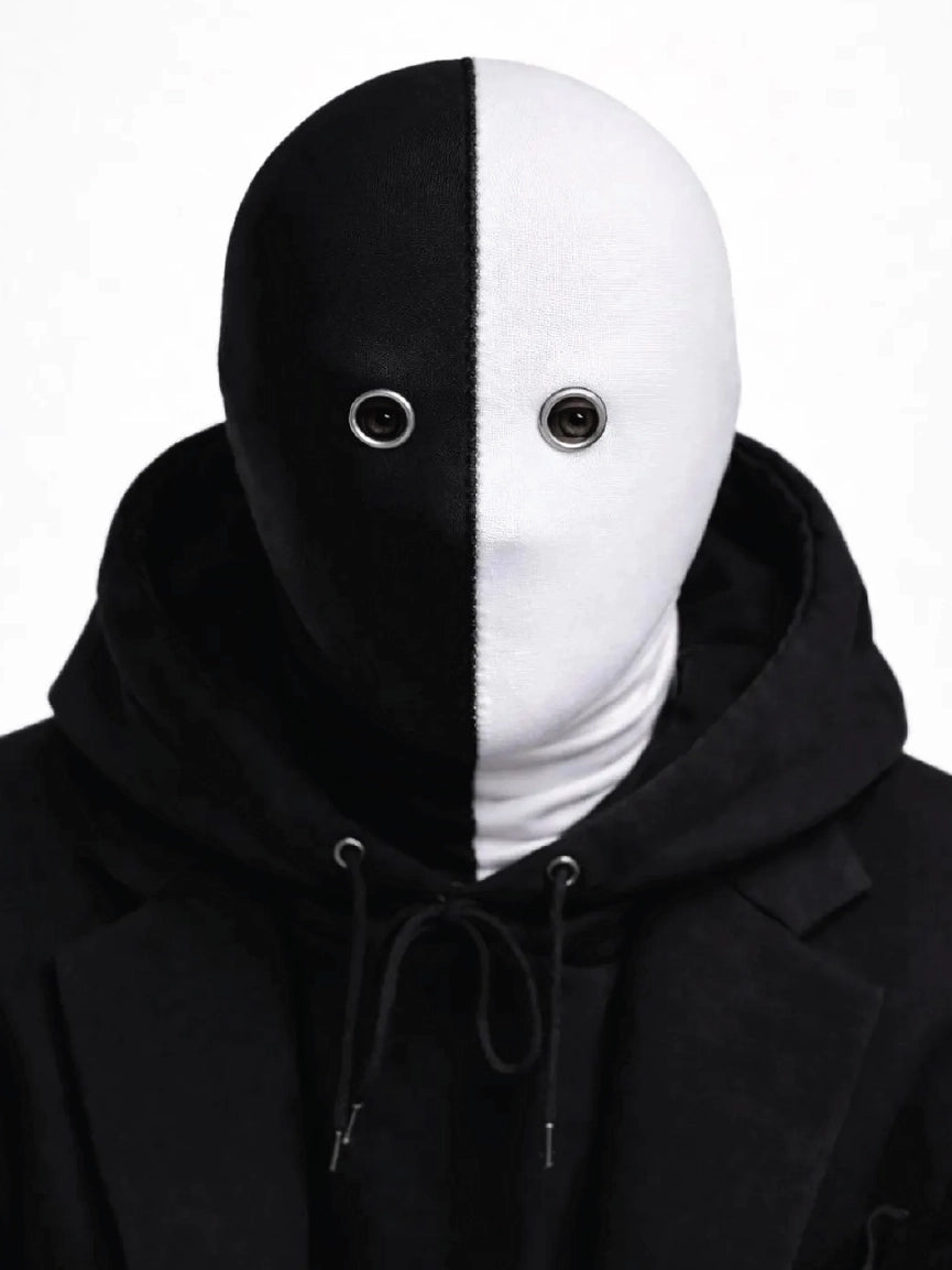 Cyberpunk Split Two Tone Metal Eyelet Balaclava Mask【M107】