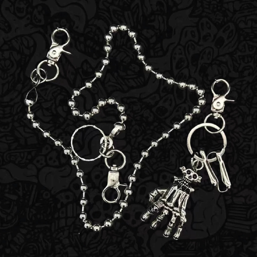 Skeleton Hand Ball Chain Hip Hop Wallet Chain【M207】