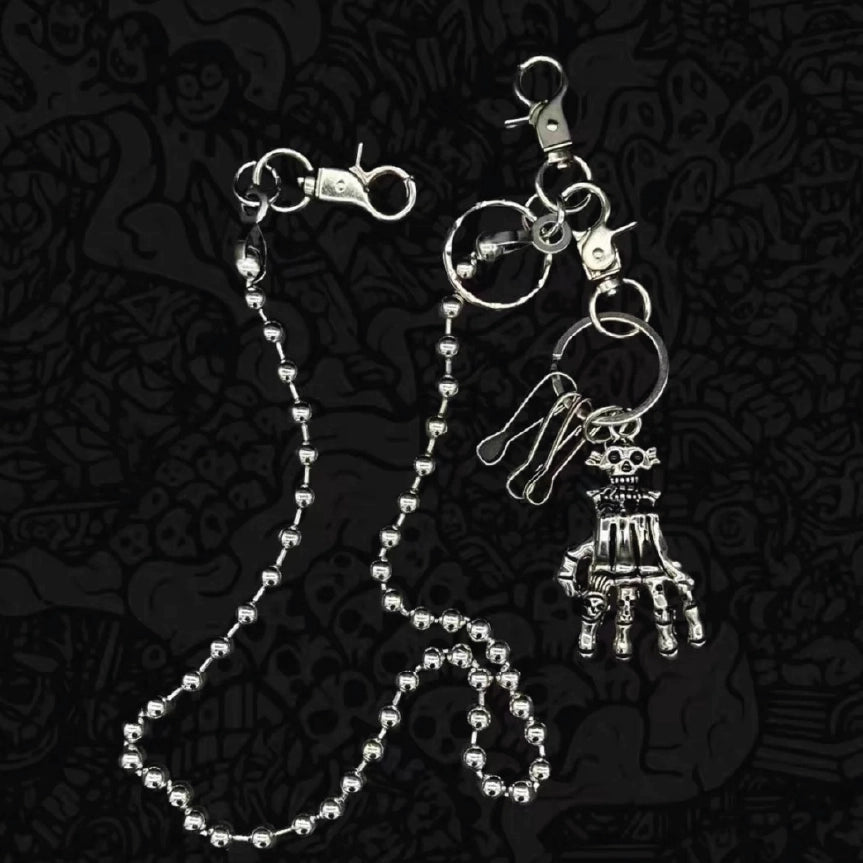 Skeleton Hand Ball Chain Hip Hop Wallet Chain【M207】