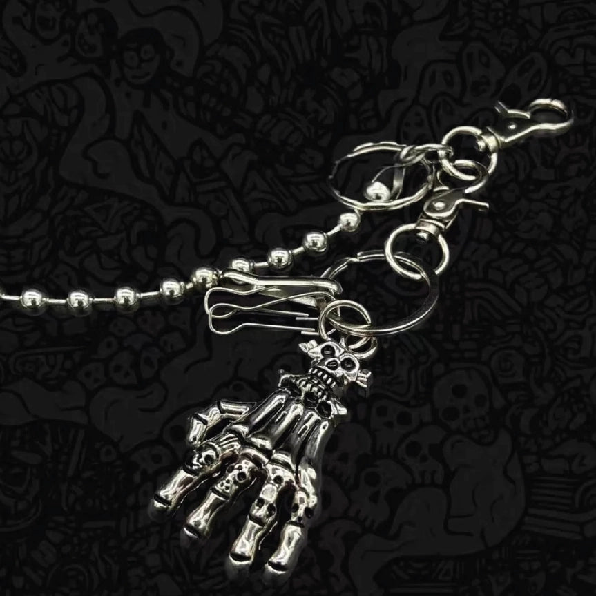 Skeleton Hand Ball Chain Hip Hop Wallet Chain【M207】