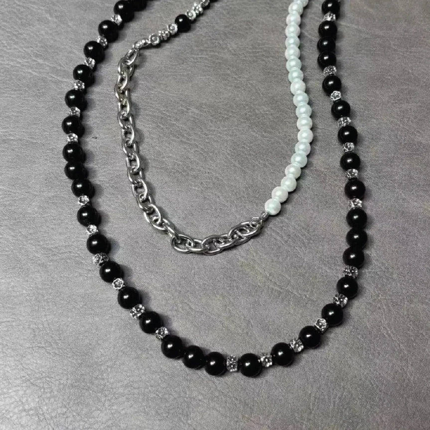 Layered Pearl Bead Metal Link Hip Hop Wallet Chain【M208】