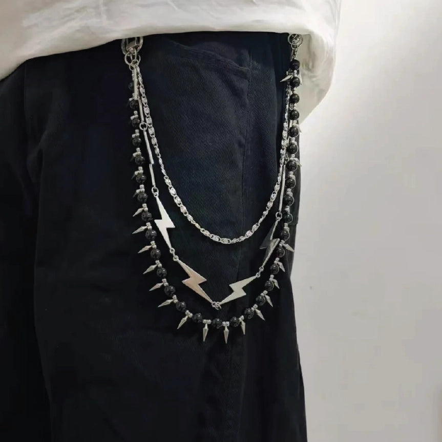 Three Layer Lightning Bolt Spiked Hip Hop Wallet Chain【M209】