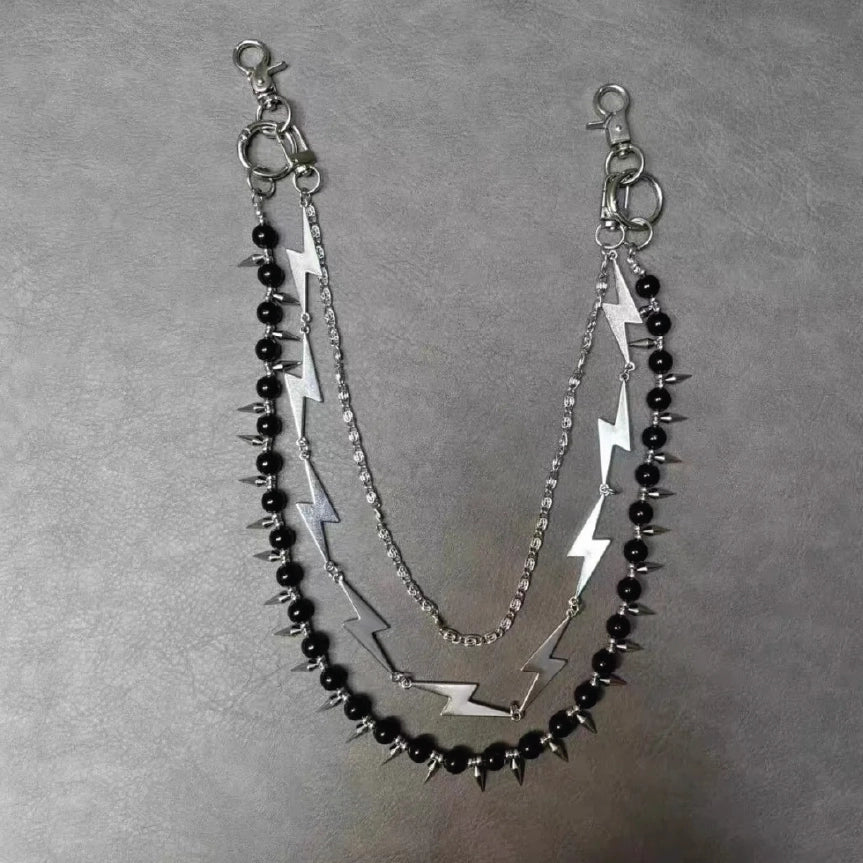 Three Layer Lightning Bolt Spiked Hip Hop Wallet Chain【M209】