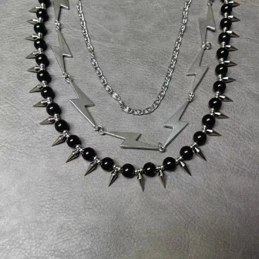 Three Layer Lightning Bolt Spiked Hip Hop Wallet Chain【M209】