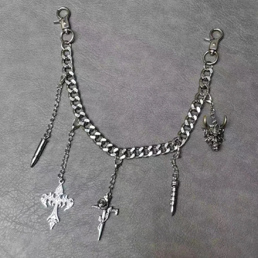 Gothic Charm Cuban Link Hip Hop Wallet Chain【M210】
