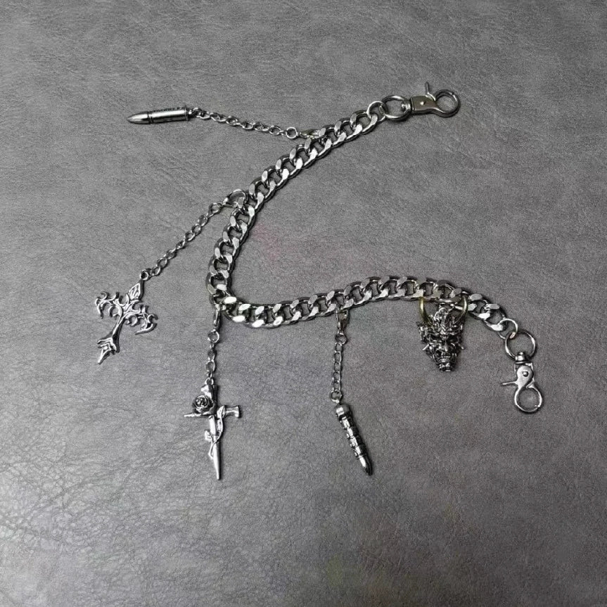 Gothic Charm Cuban Link Hip Hop Wallet Chain【M210】