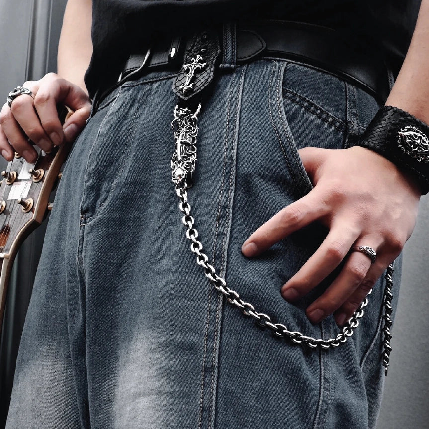 Gothic Leather Cross Clip Men Hip Hop Wallet Chain【M220】
