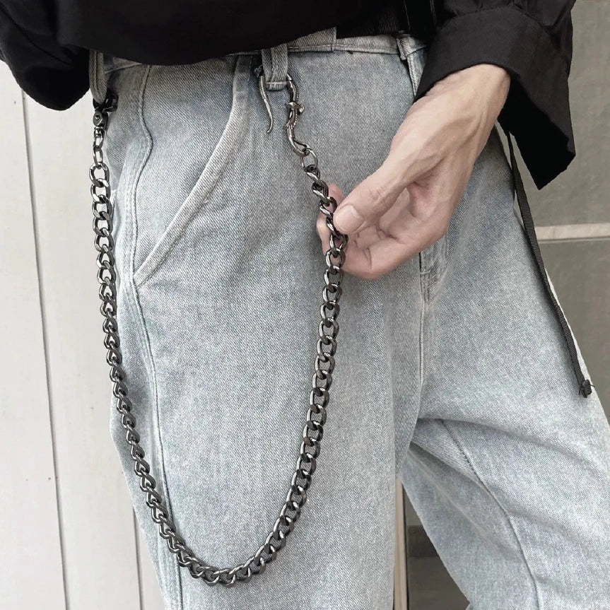 Punk Gunmetal Grey Thick Curb Link Streetwear Wallet Chain【M224】