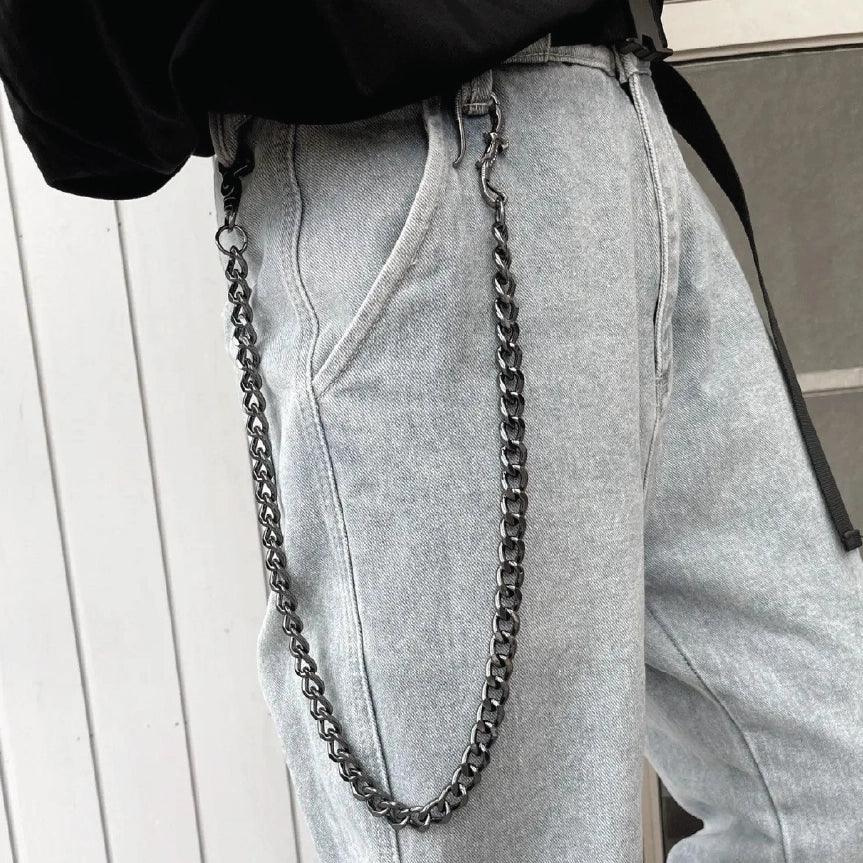 Punk Gunmetal Grey Thick Curb Link Streetwear Wallet Chain【M224】