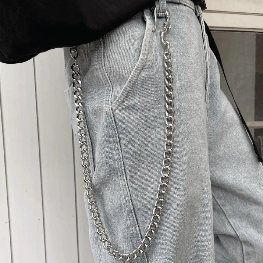 Punk Gunmetal Grey Thick Curb Link Streetwear Wallet Chain【M224】