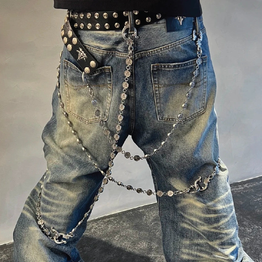 Multi Layered Medallion Link Leg Harness Pants Chain【M226】