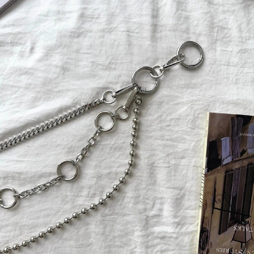 Women Mixed Link Multi Layered Hip Hop Streetwear Wallet Chain【M228】